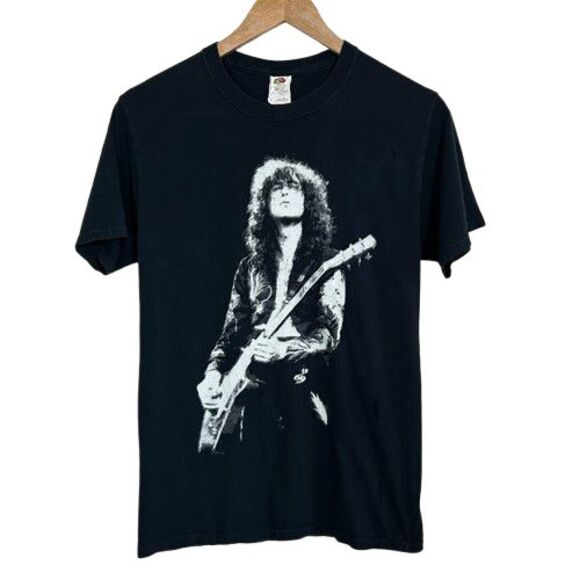 VTG Led Zeppelin Jimmy Page ZOSO Black Shirt S 2005 Myth Gem Y2K Band - Picture 1 of 6